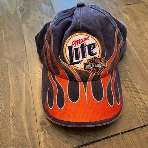 Chase Authentics Miller Lite&Harley Davidson Navy and Orange Cap